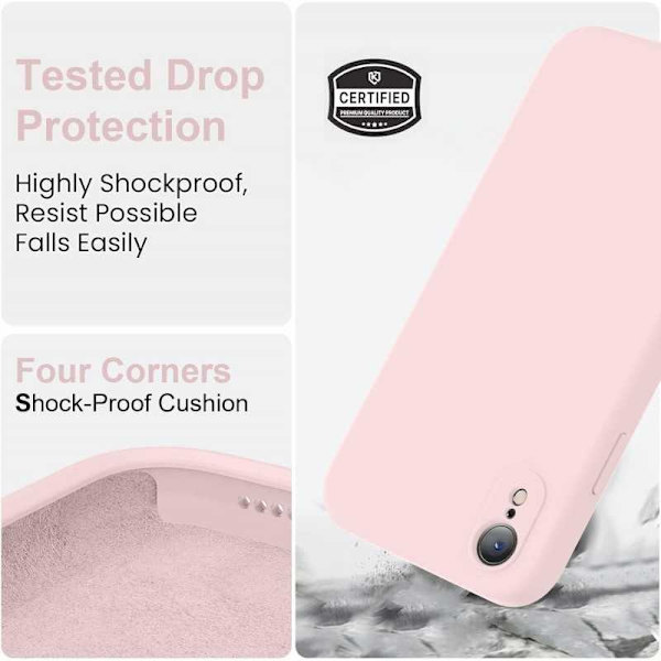 iPhone XR Gummibelagd Mattrosa Skal Kameraskydd Liquid - Rosa