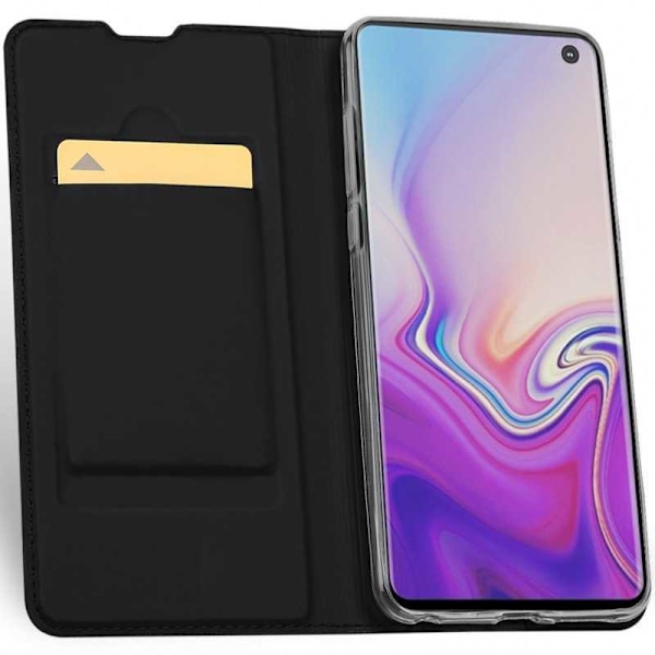 Samsung S10 Flip Case Skin Pro korttilokerolla (SM-G973F) Black