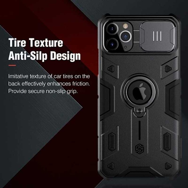 iPhone 11 Pro Max Iskunkestävä kotelo sormustelineellä Nillkin Black