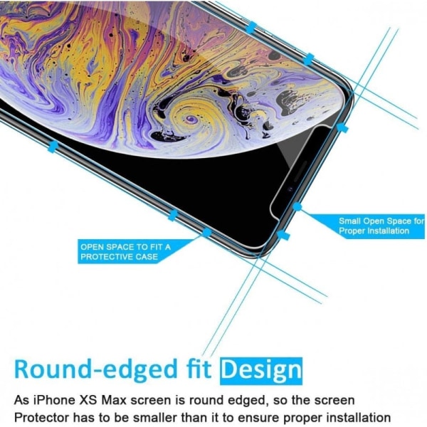 2-PACK iPhone XS Max Härdat glas 0.26mm 2.5D 9H Transparent