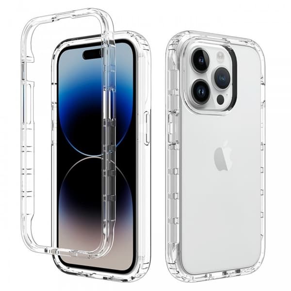 iPhone 15 Pro Max Heltäckande Premium 3D Skal 3in1 ThreeSixty Clear