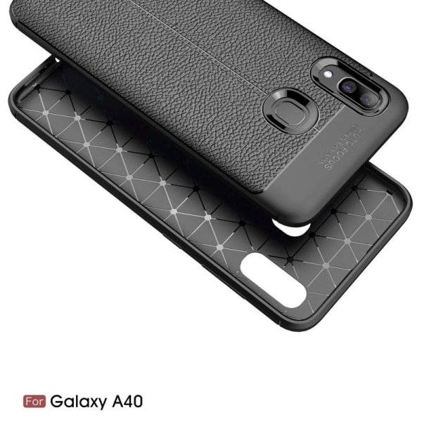 Samsung A40 Stødsikker og stødabsorberende cover læderbag Black