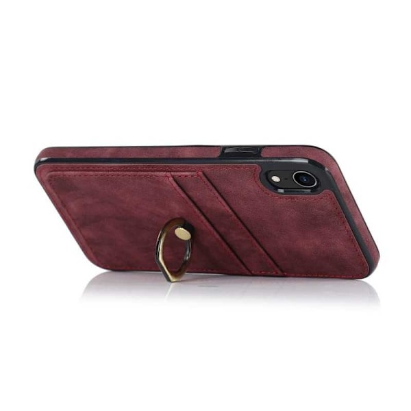 iPhone XR Mobilskal med Korthållare Retro V4 Vinröd
