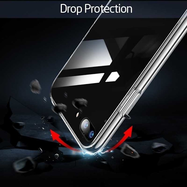iPhone SE (2020 & 2022) Stötdämpande Skal 9H Härdat Glas Baksida Glassback Transparent