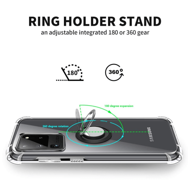 Samsung Galaxy S20 Ultra Shockproof Cover med Ring Holder Fresh Transparent