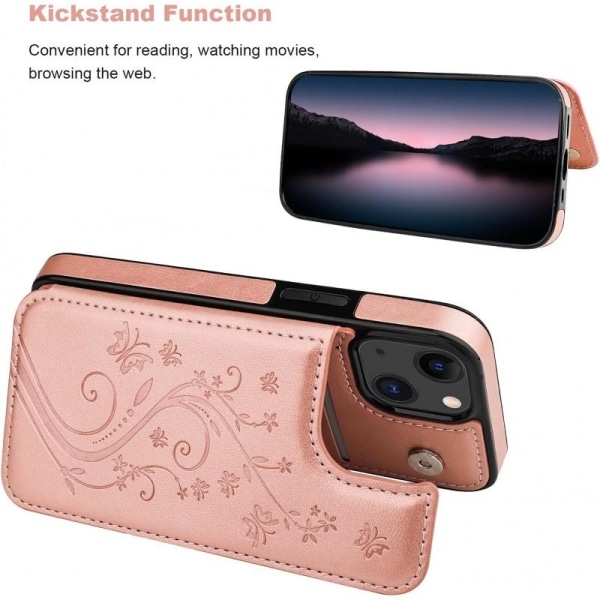 iPhone 13 Mini Stöttåligt Skal Korthållare 3-FACK Flippr V2 Rosa guld