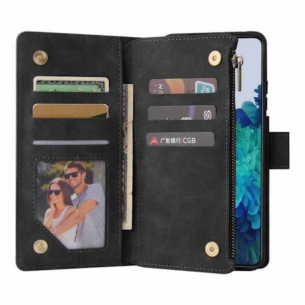 Samsung S21 Ultra Multifunctional Wallet Case Lynlås 8-rum Black