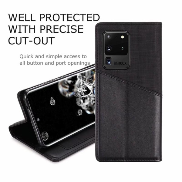 Samsung S20 Ultra Elegant Case i PU-læder med RFID-blok Black