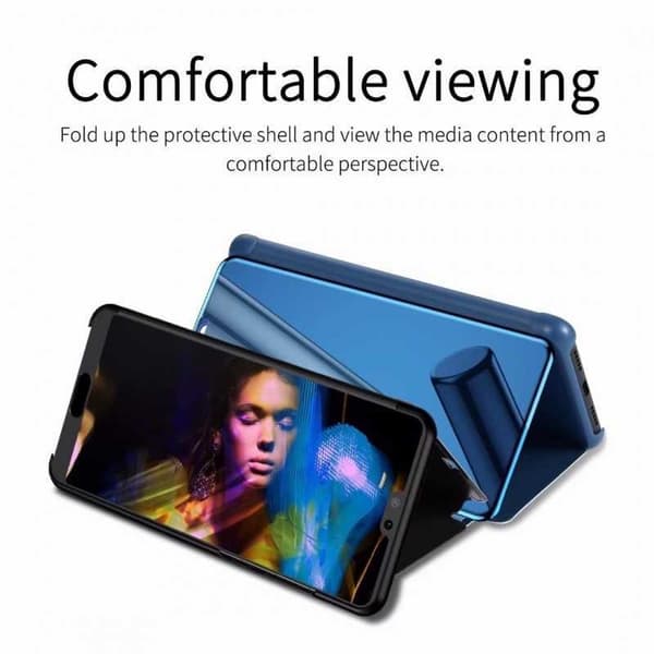 Samsung A7 2018 Smart Flip Case Clear View Seisova V2 Rocket Svart