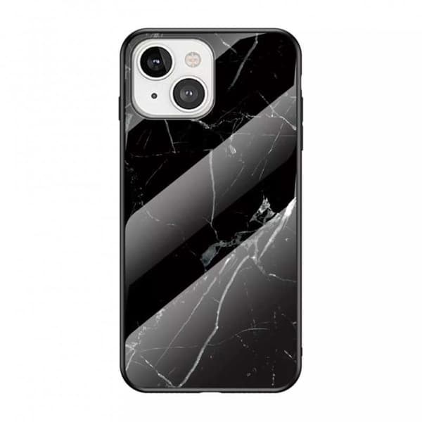 iPhone 13 Mini Marble Shell 9H karkaistu lasi tausta Glassback V2 MultiColor Svart/Vit