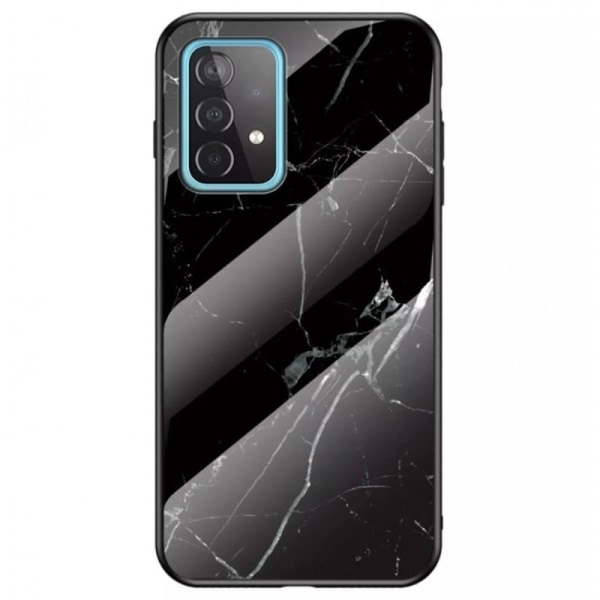 Samsung A53 5G Marble Shell 9H herdet glass tilbake Glassback V2 MultiColor Svart/Vit