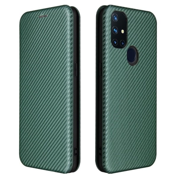 OnePlus Nord N10 Flip Case -korttipaikka CarbonDreams Green Green