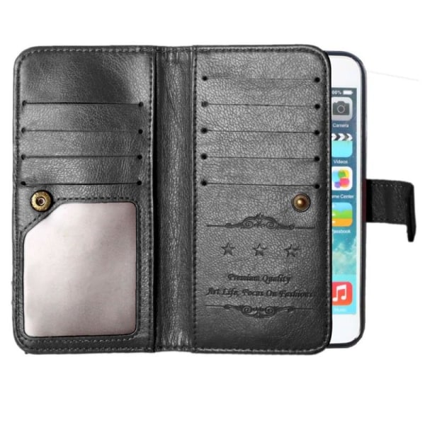 iPhone 6S Plus Praktisk Plånboksfodral med 11-Fack Array Svart