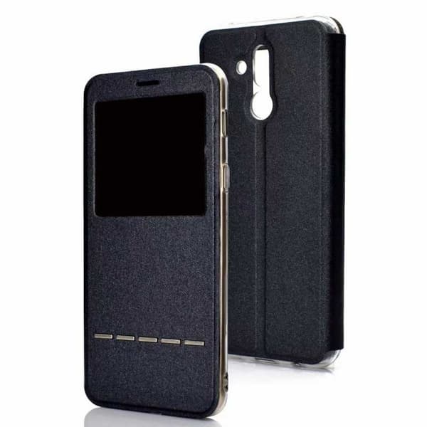 Mate 20 Lite Elegant Iskunvaimennus Flip Case SliderView Svart