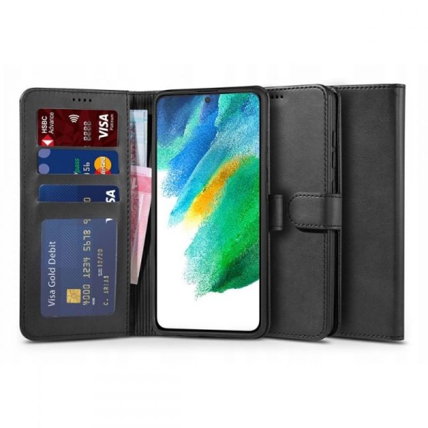 Samsung S21 lompakkokotelo PU-nahkainen 4-tasku Black