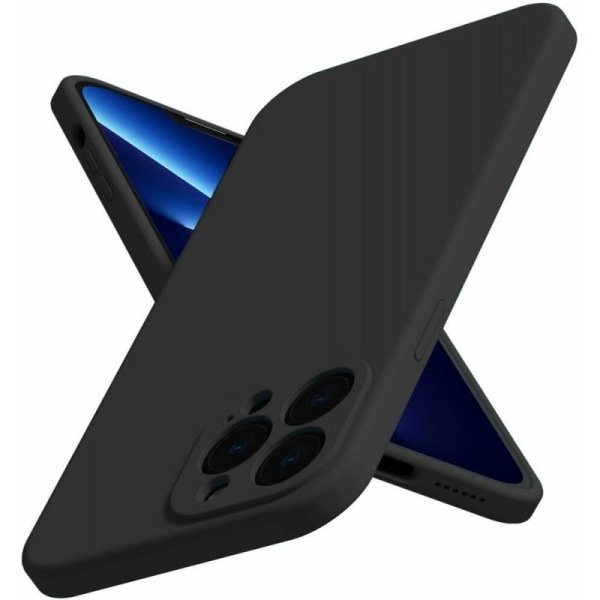 iPhone 15 Pro Gummibelagd Mattsvart Skal Kameraskydd Liquid - Sv
