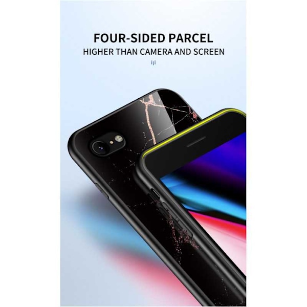 Google Pixel 3 Marble Shell 9H Tempered Glass Back Glassback V2 Black Svart/Guld