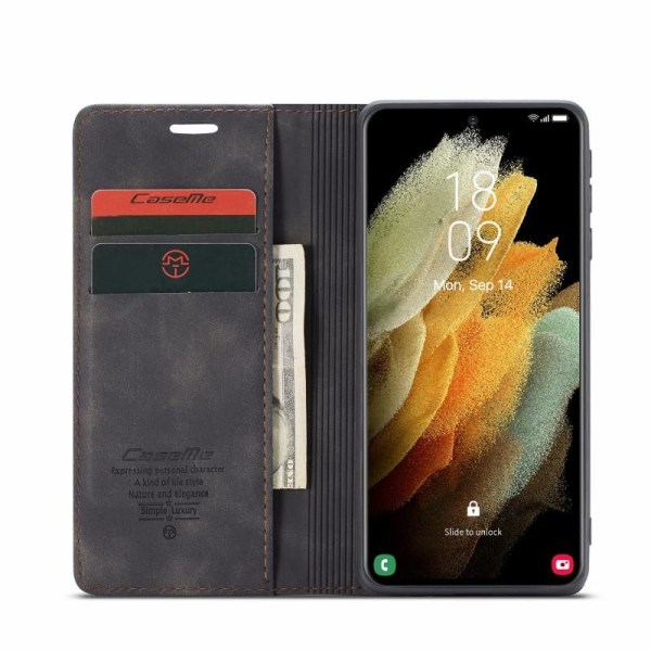 Samsung S21 Ultra Eksklusiv Elegant Flip Case CaseMe 3-RUMMET Black