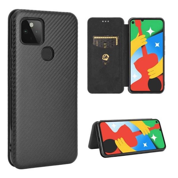 Google Pixel 5 Flip Case -korttipaikka CarbonDreams Black