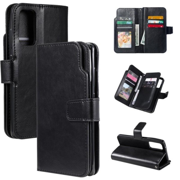 Samsung A41 käytännöllinen lompakkokotelo 12-taskuisella Array V Black