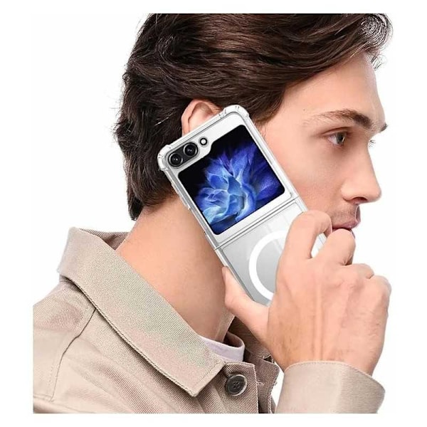 Samsung Z Flip 5 läpinäkyvä iskunvaimenninkotelo, MagSafe-yhteensopiva Transparent