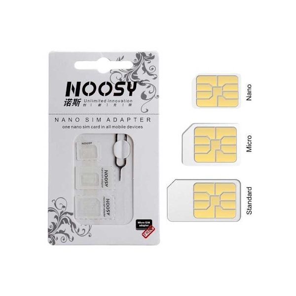 Noosy adapterset för SIM-kort med nyckel - Vit Vit