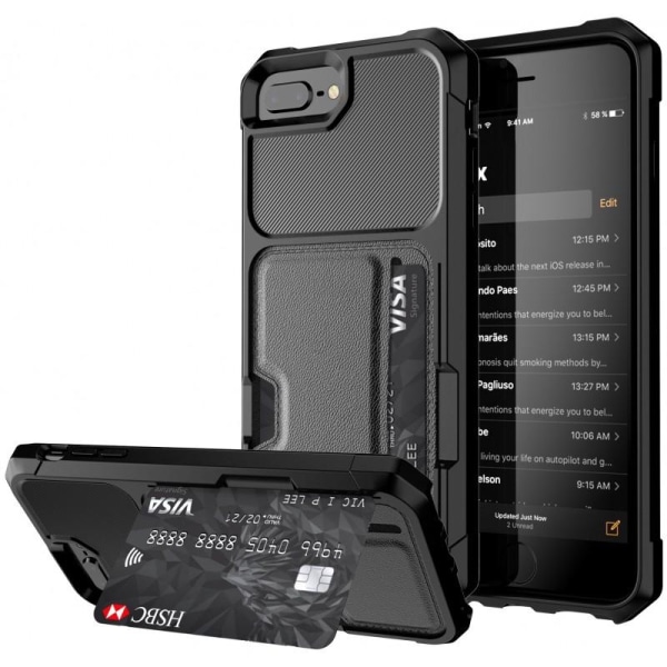iPhone 7 Plus stødsikkert cover med kortrum Solid V2 Black