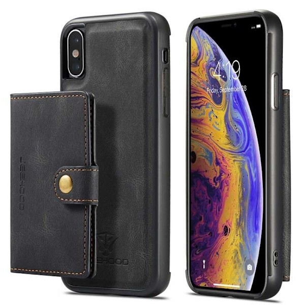 iPhone XS Max stødsikker etui med magnetisk kortholder JeeHood Black