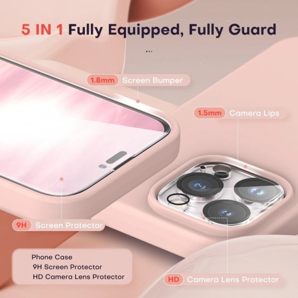 Gummibelagt stilfuldt cover 3in1 iPhone 12 / 12 Pro - Pink