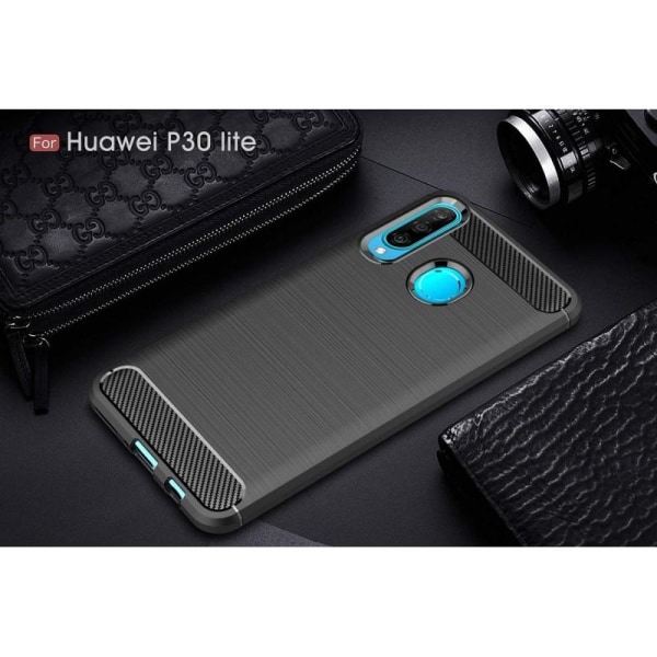Huawei P30 Lite Stöttåligt Stötdämpande Skal SlimCarbon Svart