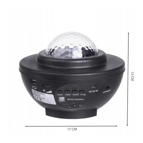 Tähtiprojektori Avaruuslamppu LED sisäänrakennetulla Bluetooth-k Black