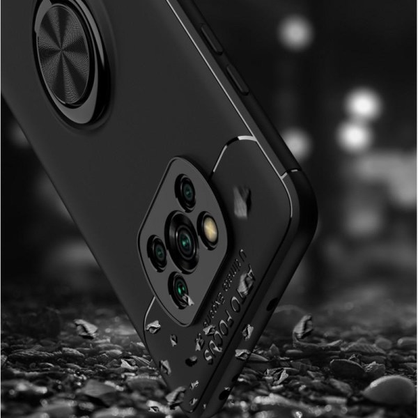 Xiaomi Poco X3 NFC praktisk stødsikkert cover med ringholder V3 Black