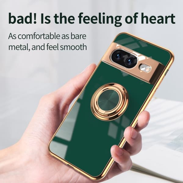 Google Pixel 8a Elegant & Stöttåligt Skal med Ringhållare Flawless - Mörkgrön