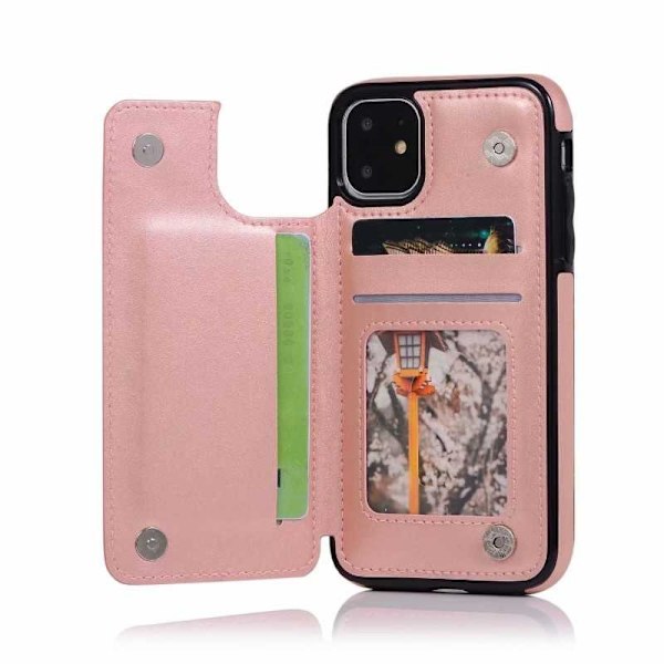iPhone 11 Stöttåligt Skal Korthållare 3-FACK Flippr V2 Rosa guld