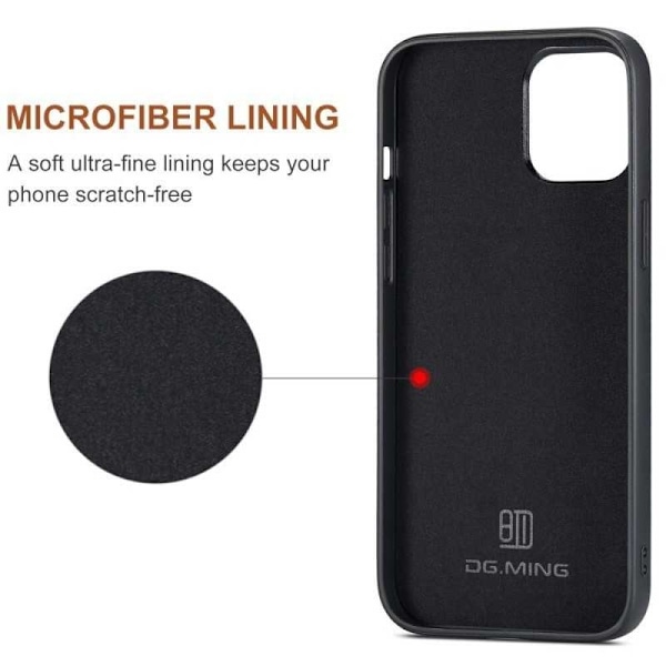 8-FACK iPhone 14 Pro Stöttåligt Skal med Magnetisk Korthållare DG.MING Detach Black