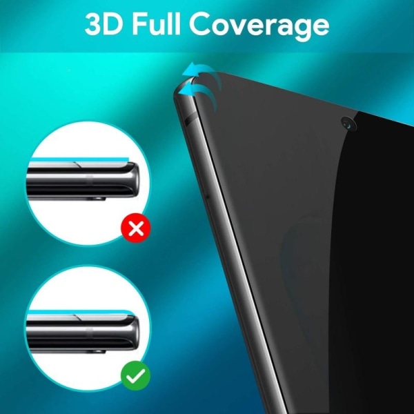 Samsung Note 20 Ultra Privacy Hærdet glas 0,26 mm 3D 9H Transparent