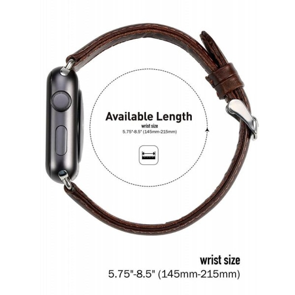 Apple Watch Series 6 44 mm tyylikäs nahkaranneke - tummanruskea Black