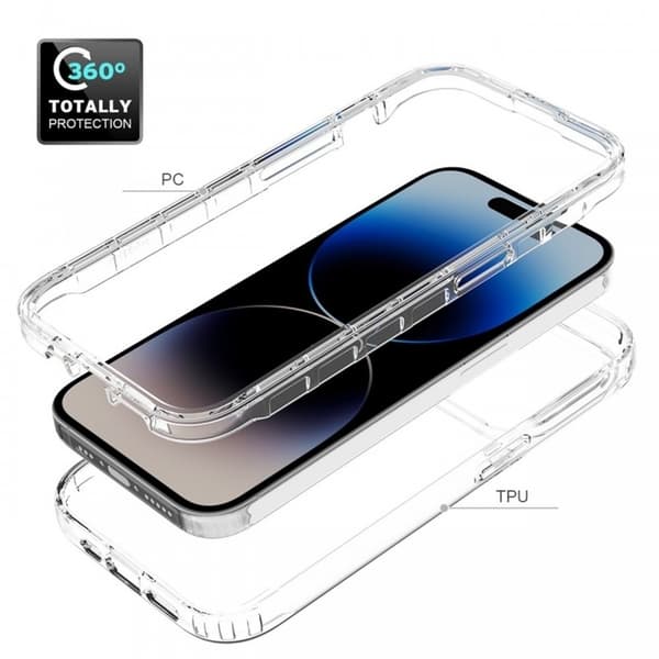 iPhone 15 Pro Max Heltäckande Premium 3D Skal 3in1 ThreeSixty Clear