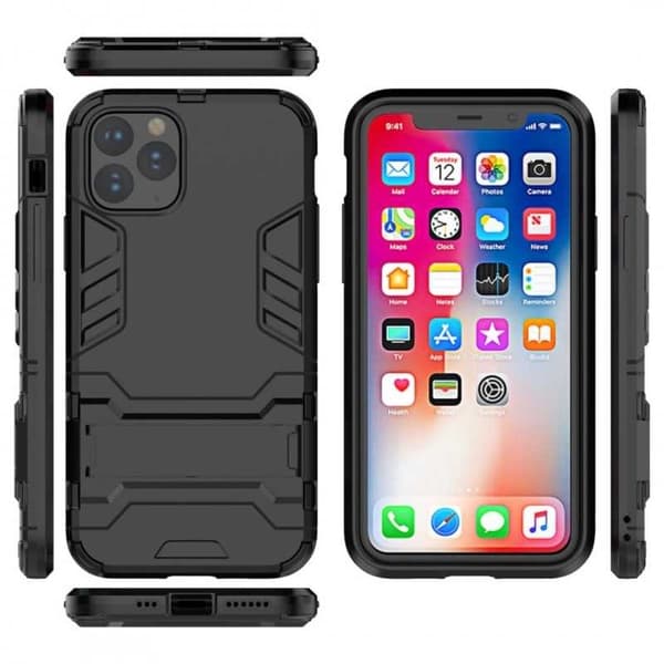 iPhone 11 Pro Max Iskunkestävä kotelo jalustalla ThinArmor Black