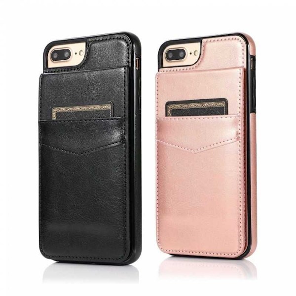 iPhone 7 Plus / 8 Plus Mobil Cover Kortholder 6-SLOT Retro V3 Svart