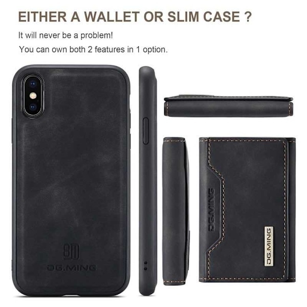 8-SLOT iPhone XS Max Stødsikkert cover med magnetisk kortholder DG.MING Afmonter Black