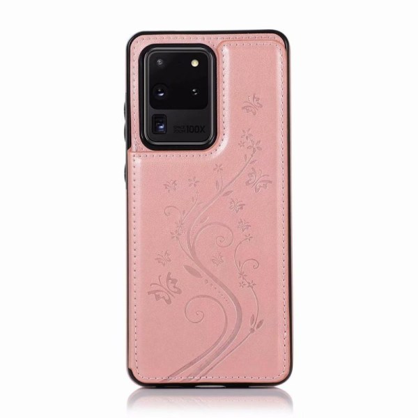 Samsung S20 Ultra Shockproof Cover Card Holder 3-SLOT Flippr V2 Pink gold