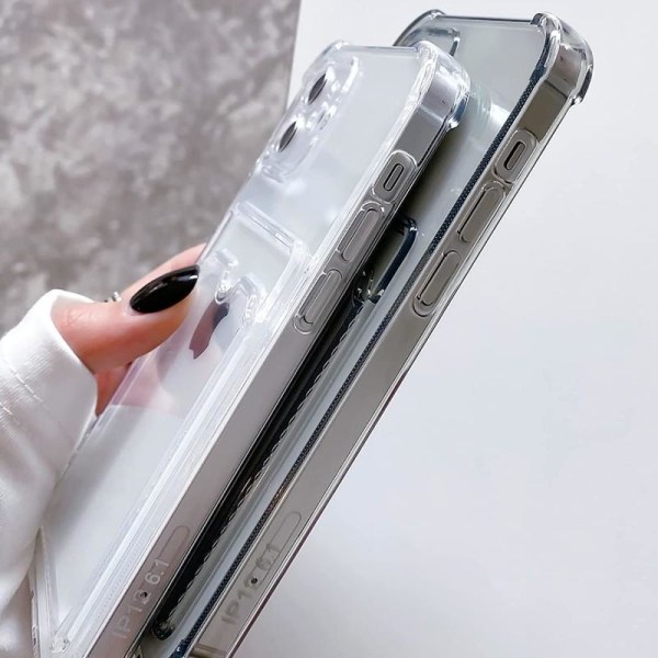 Tynt støtsikkert mobildeksel med kortspor iPhone 12 Mini Transparent