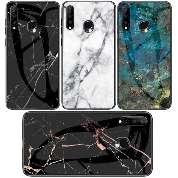 Huawei P30 Lite Marble Shell 9H hærdet glas bagside glas bagside V2 Green Emerald Green
