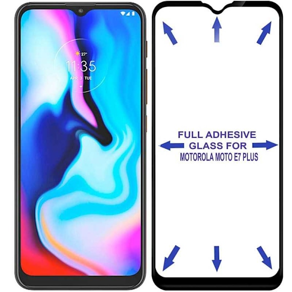 Motorola Moto E7 Plus FullFrame 0,26 mm 2,5D 9H karkaistu lasi Transparent