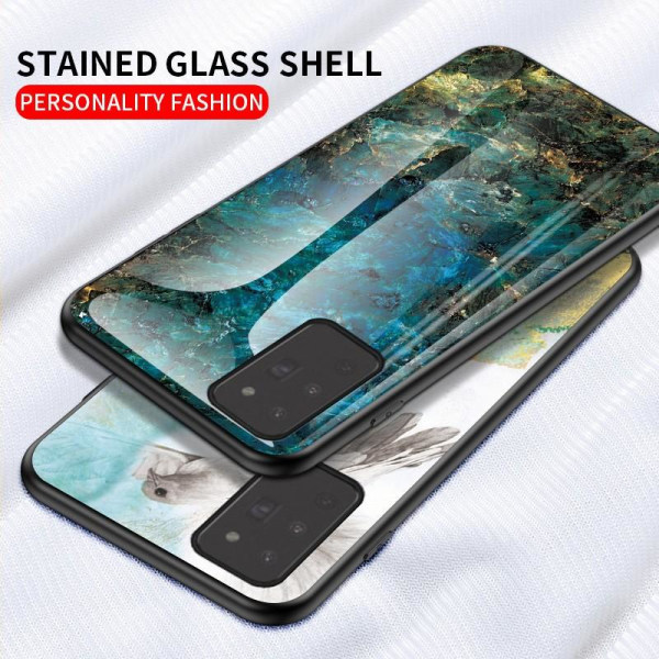 Samsung Note 20 Marble Shell 9H hærdet glas bagside glas bagside Green Emerald Green