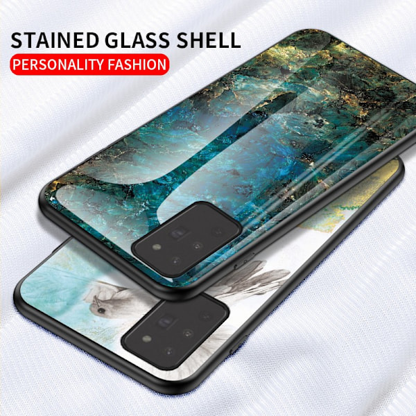 Samsung Note 20 Marble Shell 9H hærdet glas bagside glas bagside V2 Black Svart/Guld