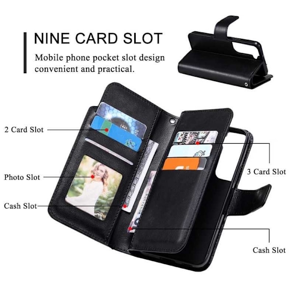 Samsung S22 Plus praktisk pung-etui med 12-bakker Array V4 Black