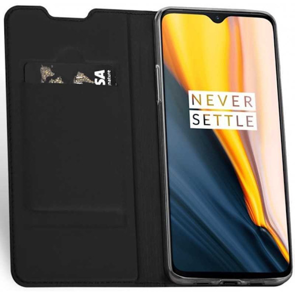 OnePlus 7 Flip Case Smooth -korttipaikka Black