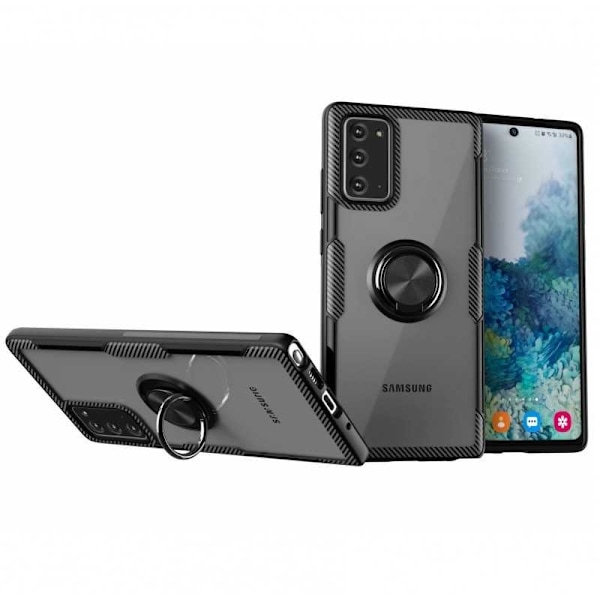 Samsung Note 20 Käytännöllinen iskunkestävä kotelo sormustelineellä V4 Black